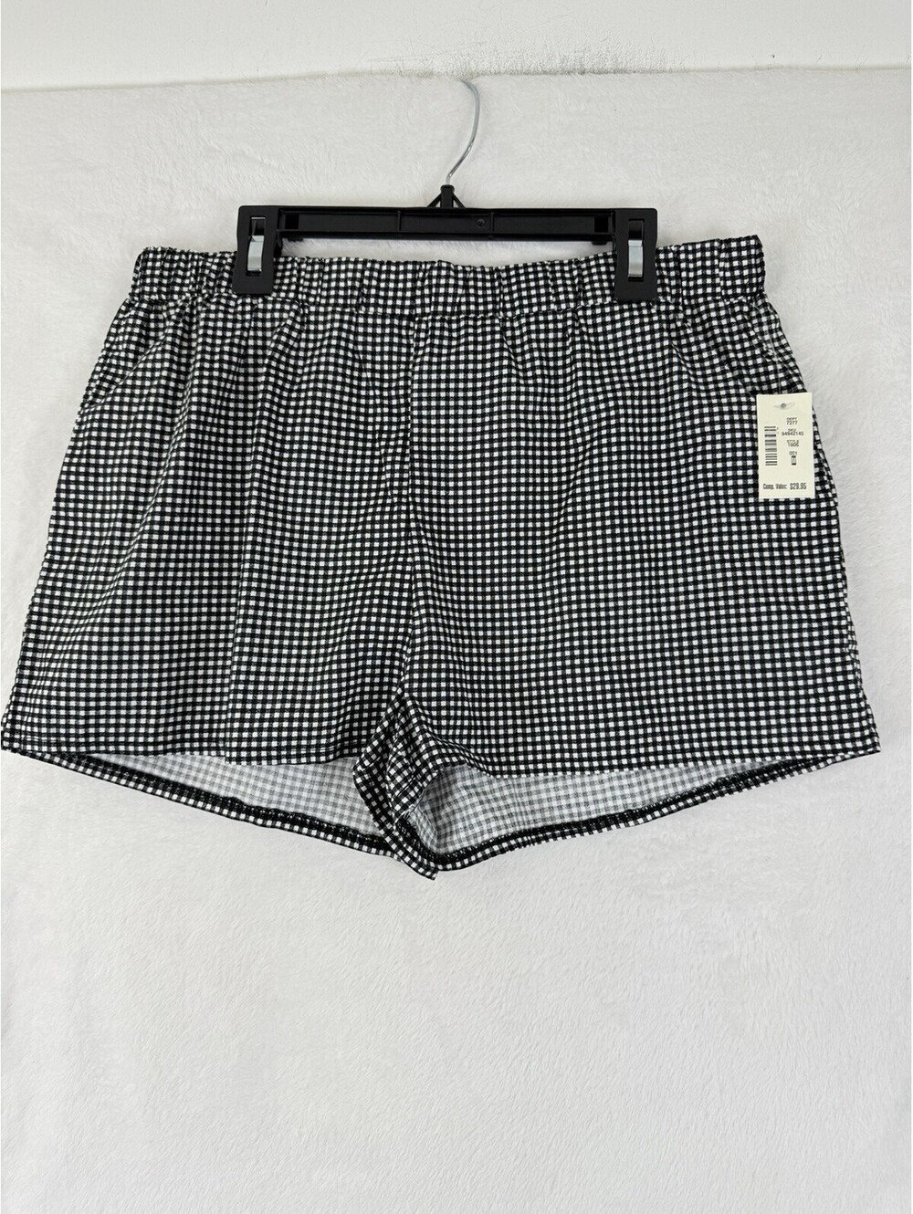 Aeropostale Boxer Shorts Womens Medium Black White Check Gingham Cotton New NWT